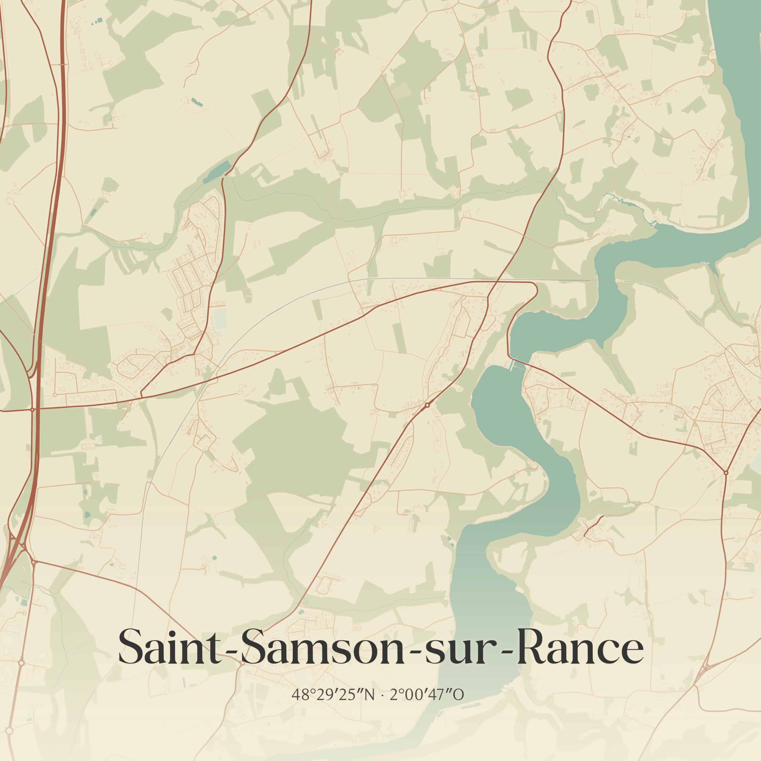 Vintage map of Saint Samson sur Rance, France.